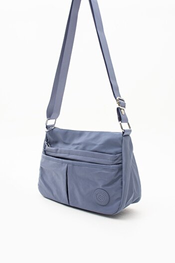 VESSARA Women's Water Resistant Crinkle Fabric 5 Compartment Blue Color Cross Strap Hand and Shoulder Bag