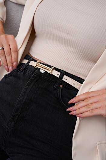 Mynoa Beige/Lock Buckle Thin Belt,Women's Belt,Jacket Belt,Pantalon Belt,