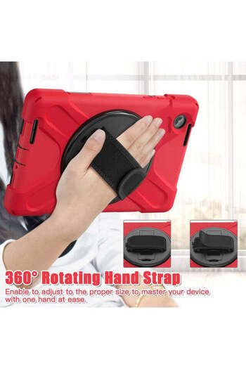 SIGLOO Shockproof 3in1 Heavy Duty Case for Lenovo Tab M8 HD 4th Gen 8'' with pen holder Red