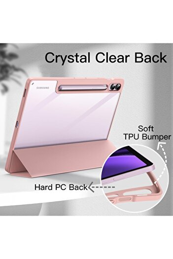 SIGLOO Premium case for Samsung Galaxy Tab S10/S10Fe/S9/S9Fe 11", leather, transparent back, Pink