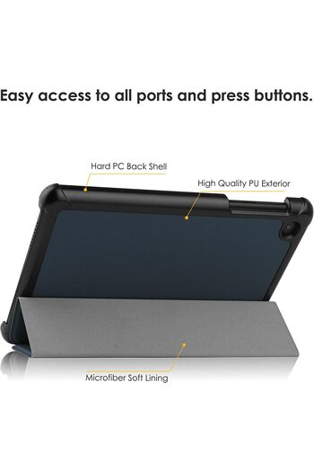 SIGLOO Husa Slim Smart Cover Trifold premium pentru Lenovo Tab M8 HD 8 inci dark blue
