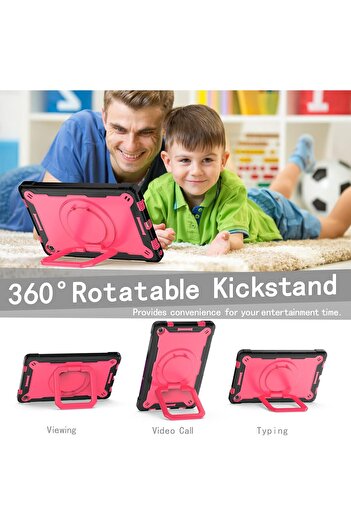 SIGLOO Premium case for Apple iPad 9/8/7 Gen 10.2" 360 protection, rotating stand, anti-shock, red with black
