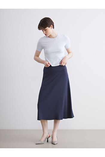LC Waikiki Lcw Vision Navy Blue Elastic Waist Skirt W5Jl23Z8