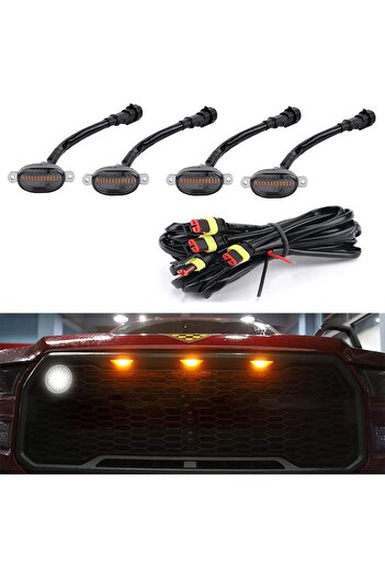 Hope Angel ma 4Pcs Front Grille LED Lights Smoke Lens Grille Light Kit with Hardness Wire Connector Truck