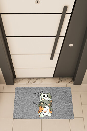 Dormot High Quality Digital Printing Gray, Triple Hi Cat Themed Door Front Mat