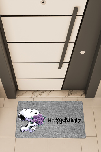 Dormot High Quality Digital Printing Gray, Snopy Theme Door Front Mat