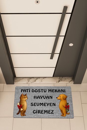Dormot High Quality Digital Printing Gray, Paw Friendly, Themed Door Mat