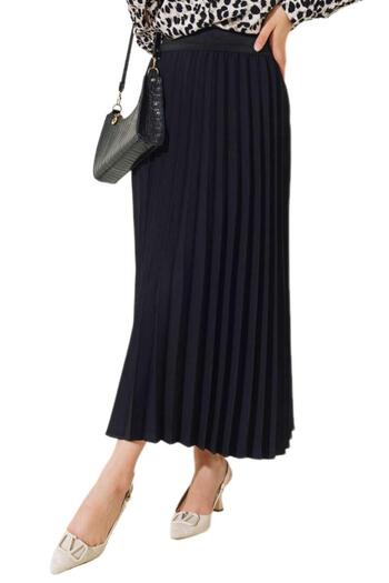 BAGLAN Women's Crepe Pleated Elastic Skirt Bgl-St04349
