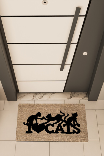 Dormot High Quality Digital Printing Brown, I Love Cat Theme Door Front Mat