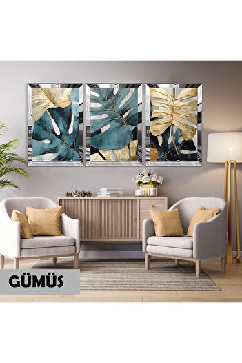 Harikabirev Amazing | Turquoise-Golden Leaf Combination | Plexiglass Framed Mdf Plksmdf