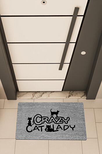 Dormot High Quality Digital Print Grey, Crazy Cat Theme Door Front Mat