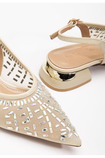 pabucmarketi Beige Stone Women's Heeled Shoes