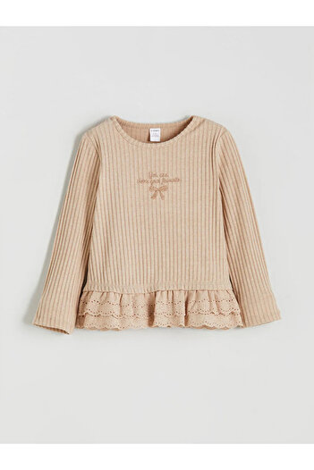 LC Waikiki Lcw Babybrown Crew Neck Girl's T-Shirt and Leggings