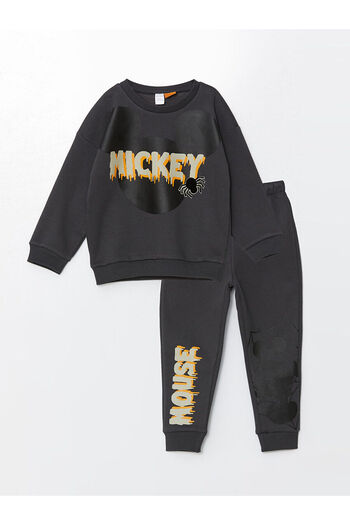 LC Waikiki Crew Neck Long Sleeve Printed Boys Sweatshirt and Sweatpants Bottom 2-Piece Set