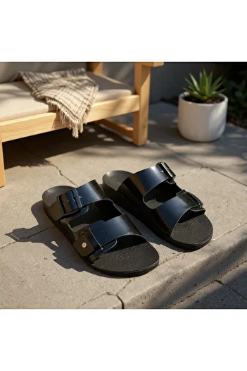Minamoda Gezer Women's Double Buckle Slippers Adjustable Soft Sole Women's Slippers
