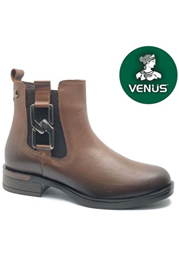 Venüs Apricus Genuine Leather Flat Non-Slip Sole Orthopedic Women's Boots Taba