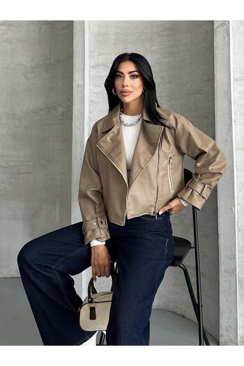 FERZOLAİO Balloon Sleeve Mink Leather Jacket