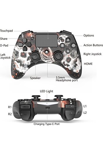 erorex وحدة تحكم PS4 لاسلكية لجهاز PS4/Slim/Pro/Pc مع مقبس صوت 3.5 مم/اهتزاز مزدوج/حركة 6 محاور