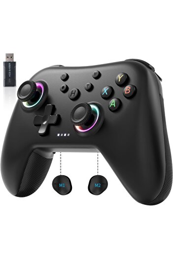 erorex وحدة تحكم لاسلكية Aurora 2.4G Bluetooth لأجهزة الكمبيوتر الشخصية/Switch/Stem/Ios/Android، وحدة تحكم Gamepad للكمبيوتر الشخصي