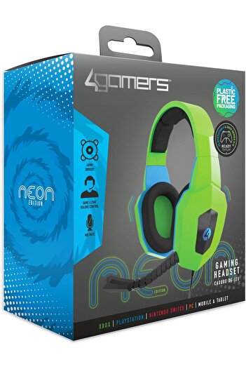 erorex Neon Edition Gaming Headset For Xbox Ps4/Ps5 Switch Pc Green/Blue