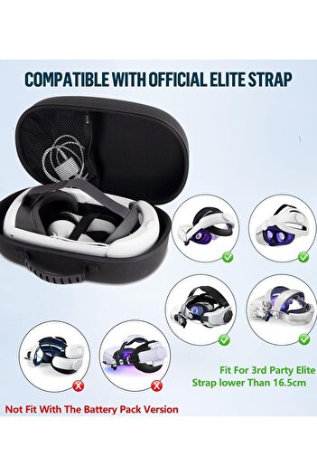 erorex حقيبة حمل أكبر Meta Oculus Quest 3 Hard Eva Quest 3 Case متوافقة مع سماعة الواقع الافتراضي وحزام الرأس