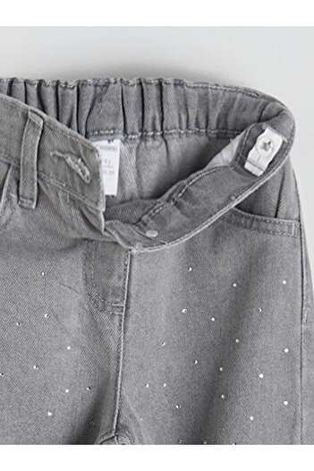 LC Waikiki Lcw Kids Gray Waist Adjustable Elastic Stone Girl's Jean Trousers