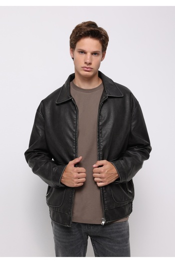 Colin's Regular Fit Men's Black Coat Pu