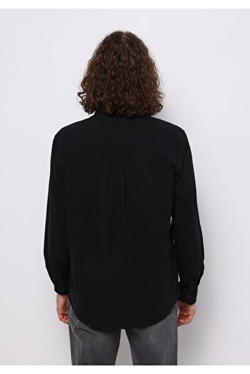 Colin's Regular Fit Shirt Neck Plain Men's Black Long Sleeve Shirt