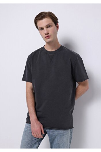 Colin's Comfort Fit Round Neck Plain Men's Anthracite Short Sleeve T-Shirt