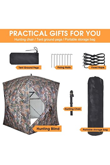 Generic Pop Up 270° See-Through Hunting Blind Tent for 2-3 Persons | Camo Ground Blind for Hunting