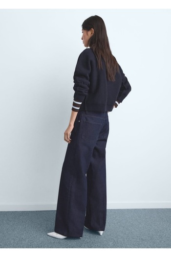 MANGO Woman Düşük belli düğmeli düz kesim jean pantolon