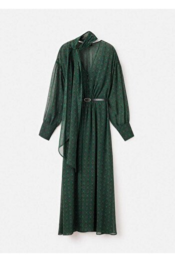 MANGO Woman Fularlı desenli elbise