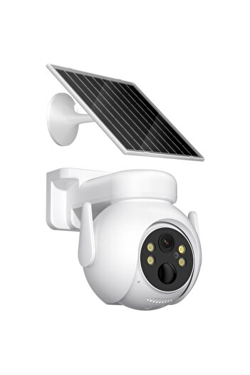 REDz Accessories XO-CR10 Surveillance Camera, Solar Panel, Nightvision, 7800mAh Capacity, White