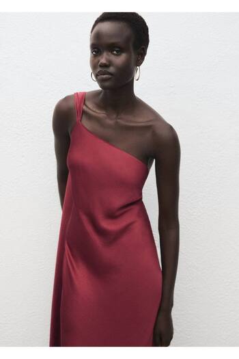 MANGO Woman Asimetrik saten elbise
