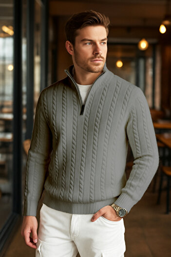 Pampino Zippered Men's Sweater - Comfortable and Stylish Knitwear Model