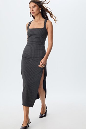 Stradivarius Striped midi dress