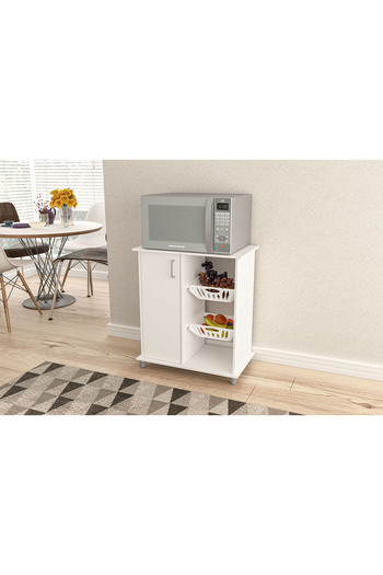 POLITORNO MOVEIS Kitchen cabinet table with 2 multi-purpose baskets, white, 75*66*38