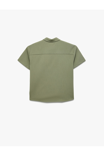 Koton Button Pocket Viscose Blend Basic Short Sleeve Shirt