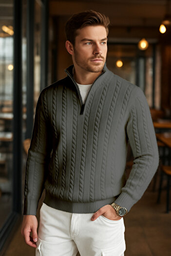 Pampino Zippered Men's Sweater - Comfortable and Stylish Knitwear Model