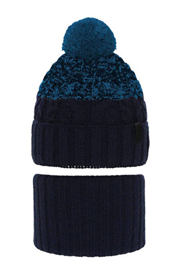 fantasialand Winter set boys, cap and scarf blue-navy Travis