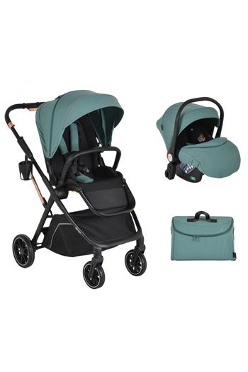 Moni Bingo Marine Green 2in1 convertible stroller with reversible seat, up to 4 years or 22kg, back