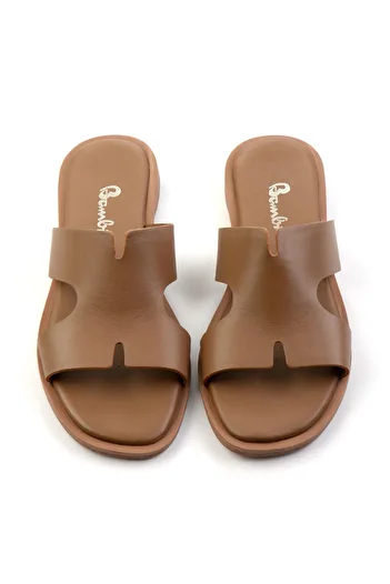Bambi Taba Leather Women's Slippers K04666014403