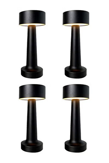 Taimi Pack of 4 Dimmable Wireless Touch LED Lights, Portable Rechargeable LED Desk Lamp, Black