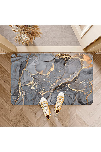 Elindor Universal Bath Mat, Silicone & Diatom Foam, Absorbent, Non-Slip, 40×60 cm, Gray with Gold