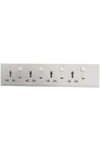 Duravel 4 Way-Socket Power Strip with Individual Switches, White, Universal Outlets with LED Indicat