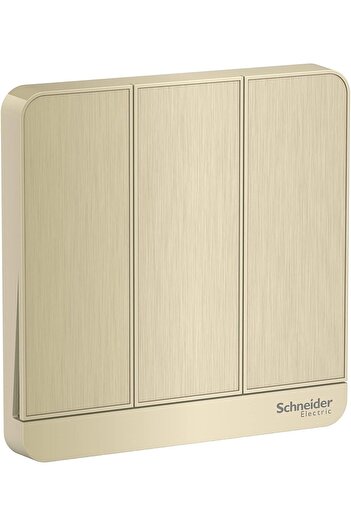 Schneider Electric AvatarOn E8333L1_GH 3 Gang 1 Way Switch 16AX 250V, Metal Gold Hairline