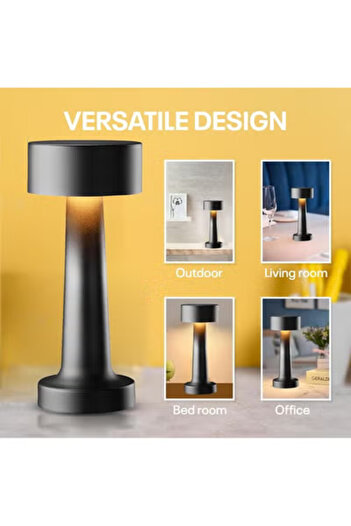 Taimi Pack of 2 Dimmable Wireless Touch LED Lights, Portable Rechargeable LED Desk Lamp, Black