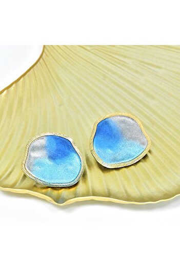 NARRU Handmade earrings, blue, cream, gold Arya 43