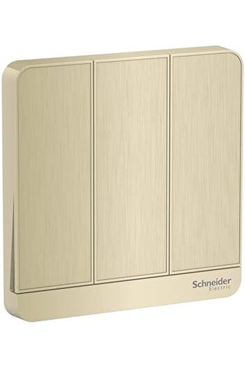 Schneider Electric AvatarOn E8333L1_GH 3 Gang 1 Way Switch 16AX 250V, Metal Gold Hairline