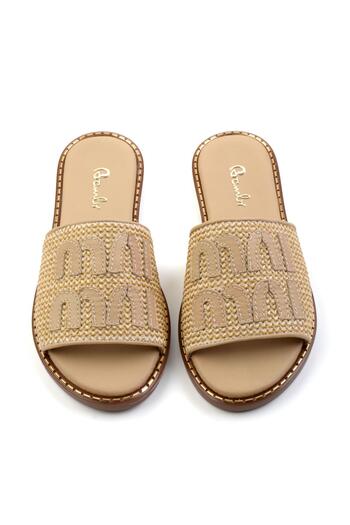 Bambi Beige Nude Leather Women's Slippers K04073102128